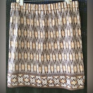 Chico’s Women’s Diamond Ikat Rockledge Brown Pull On Skirt Elastic Waist; Size 3